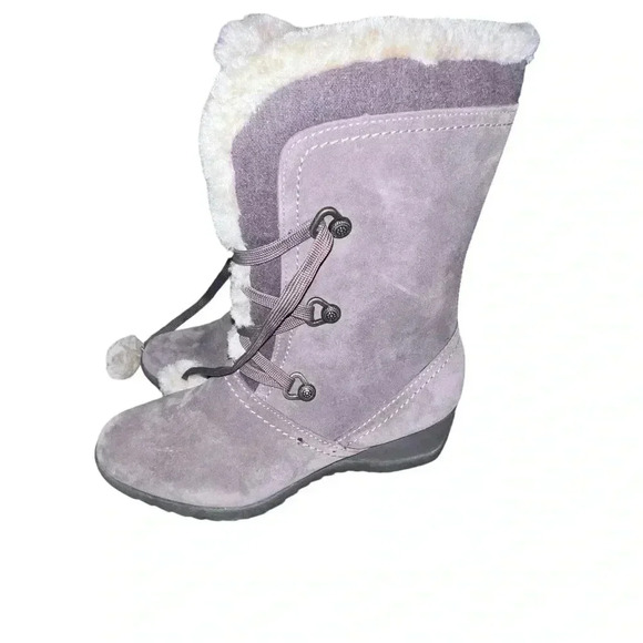 NWT Sporto Betsey PomPom side Zip Suede Leather Snow Boots 7.5 W Wide - Picture 4 of 5